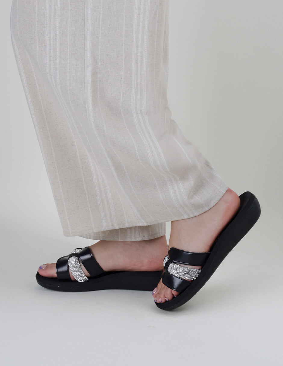 Sandalias de piso Steps en Piel vegana – Negro
