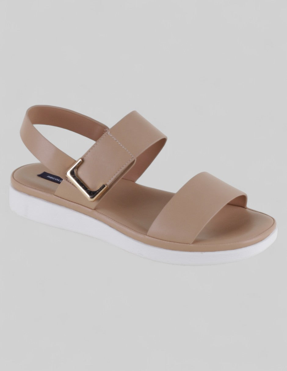 Sandalias de piso Exterior Piel vegana Color Beige Para Mujer De RBCOLLECTION