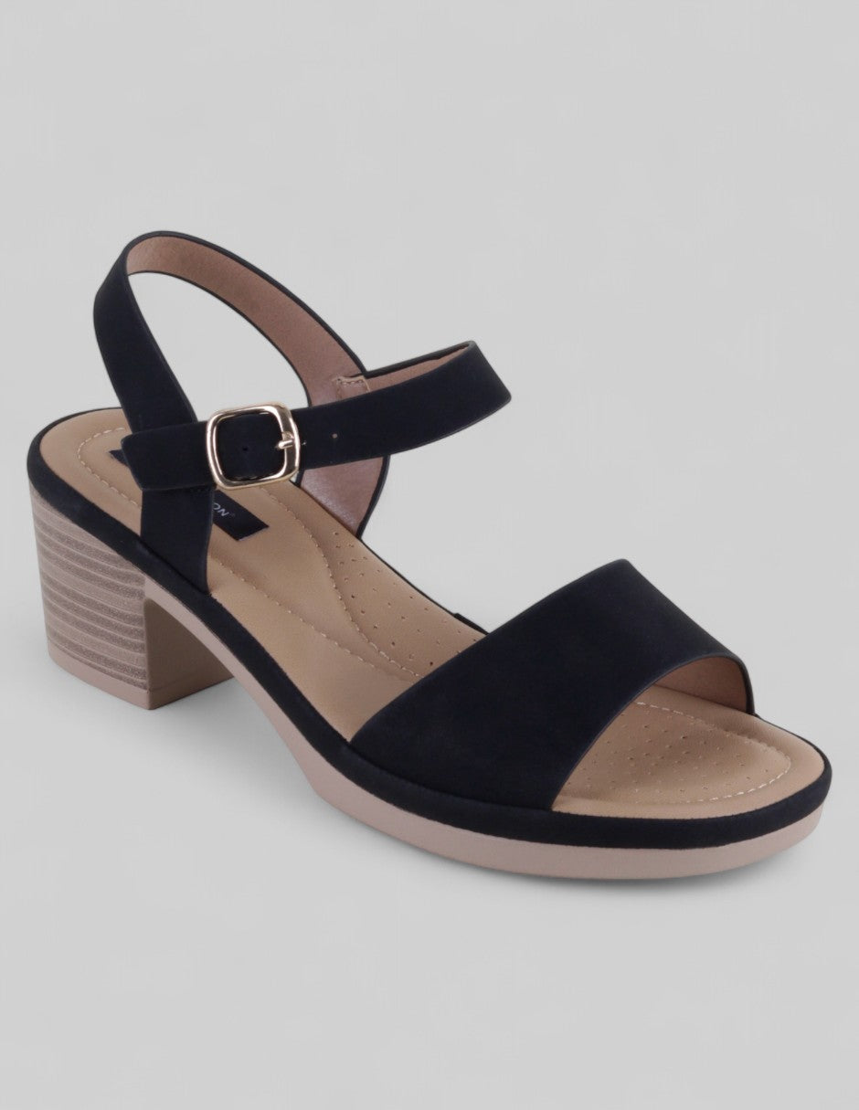 Sandalia con tacón Exterior Textil Color Negro Para Mujer De RBCOLLECTION