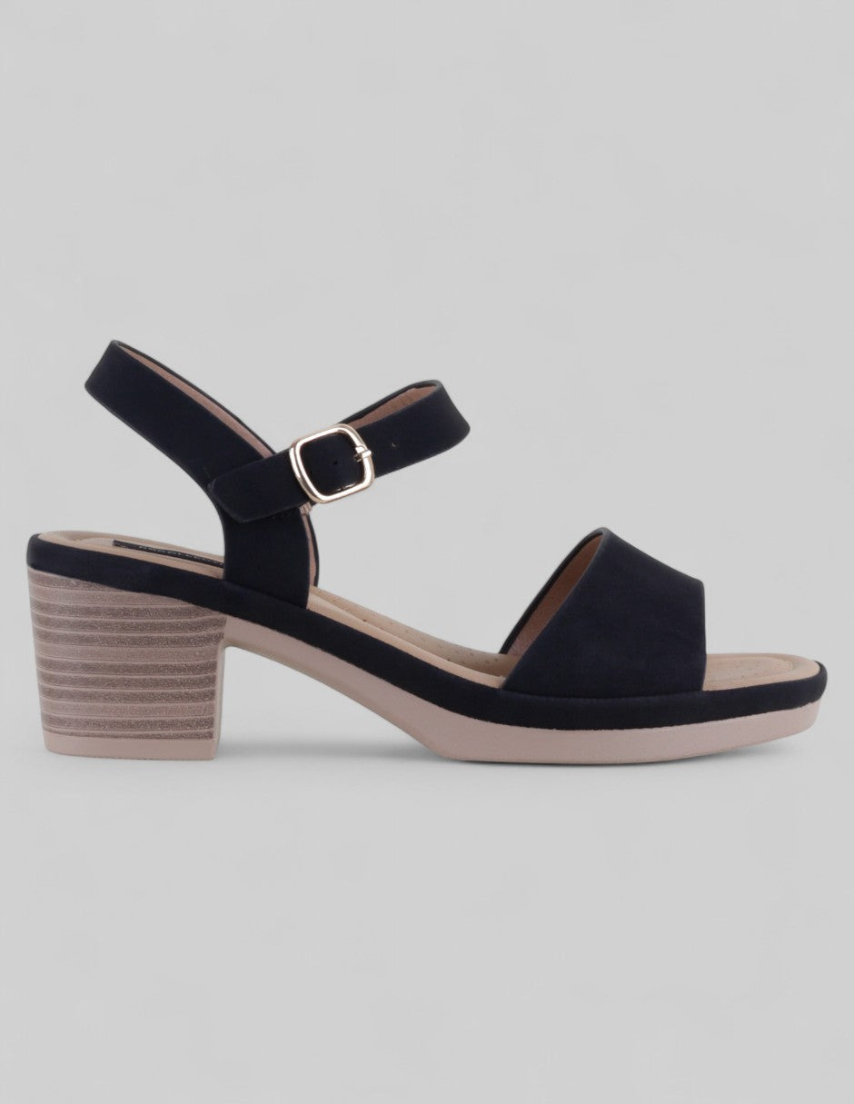 Sandalia con tacón Sprint en Textil – Negro