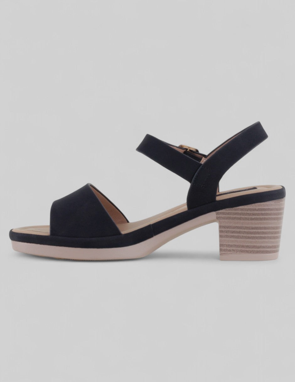 Sandalia con tacón Sprint en Textil – Negro