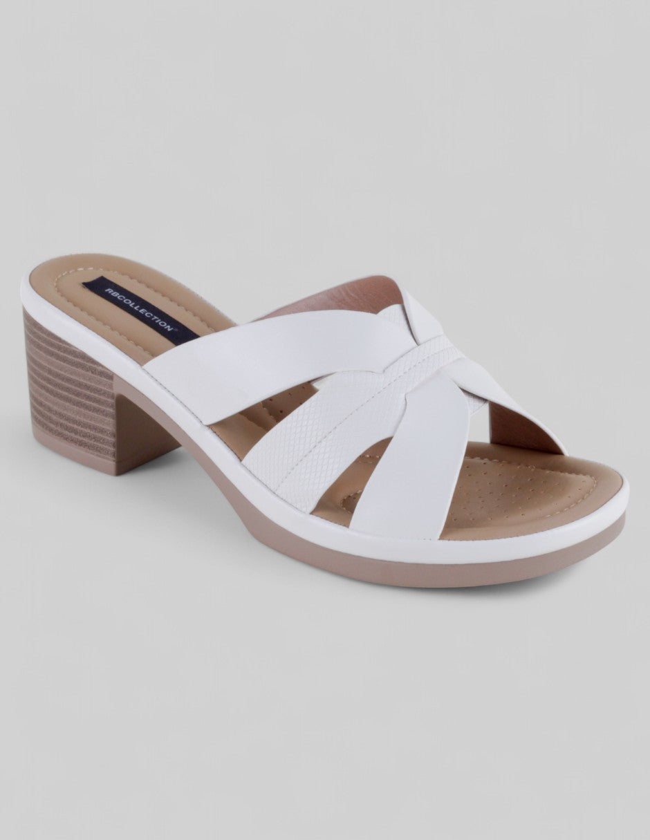 Sandalia con tacón Exterior Piel vegana Color Blanco Para Mujer De RBCOLLECTION