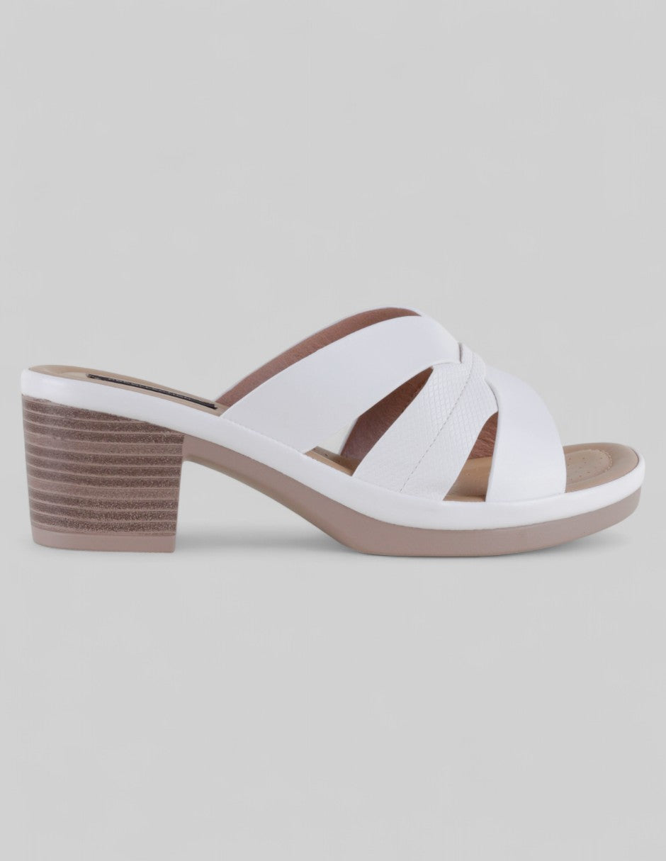 Sandalia con tacón Sprint en Piel vegana – Blanco