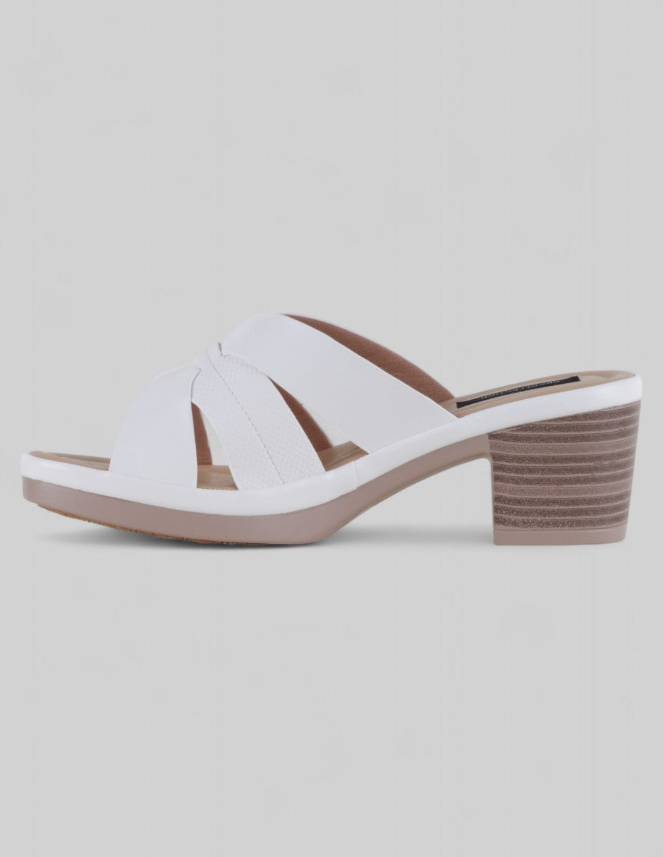 Sandalia con tacón Sprint en Piel vegana – Blanco