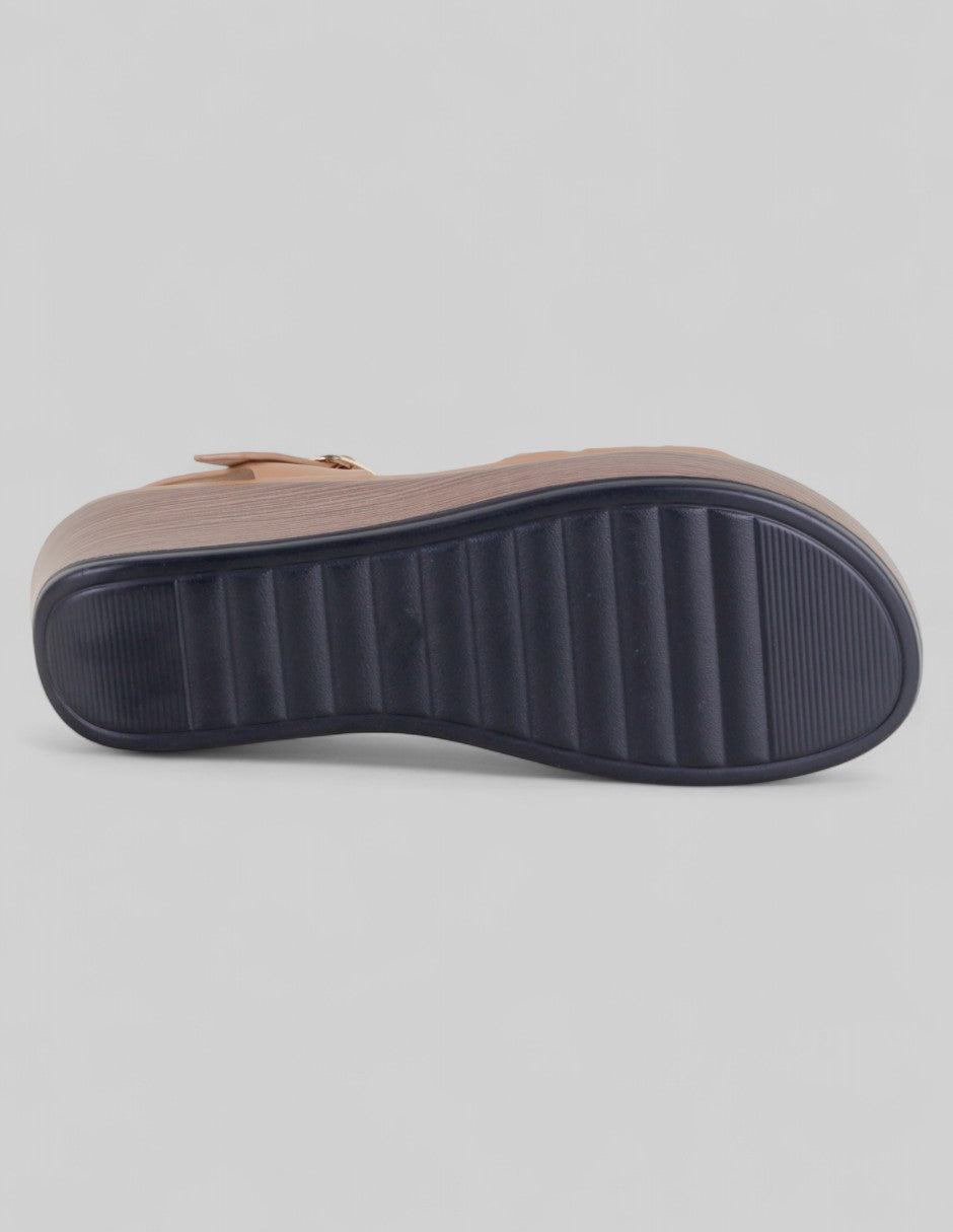 Sandalias con plataforma Steps en Piel vegana – Café