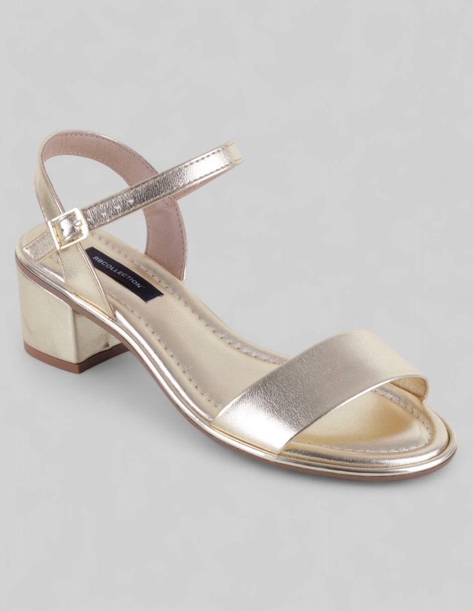 Sandalia con tacón Exterior Sintético Color Dorado Para Mujer De RBCOLLECTION