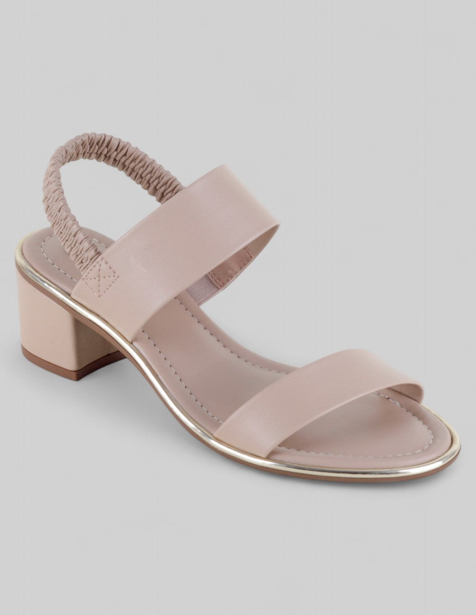 Sandalia con tacón Classy en Piel vegana – Beige