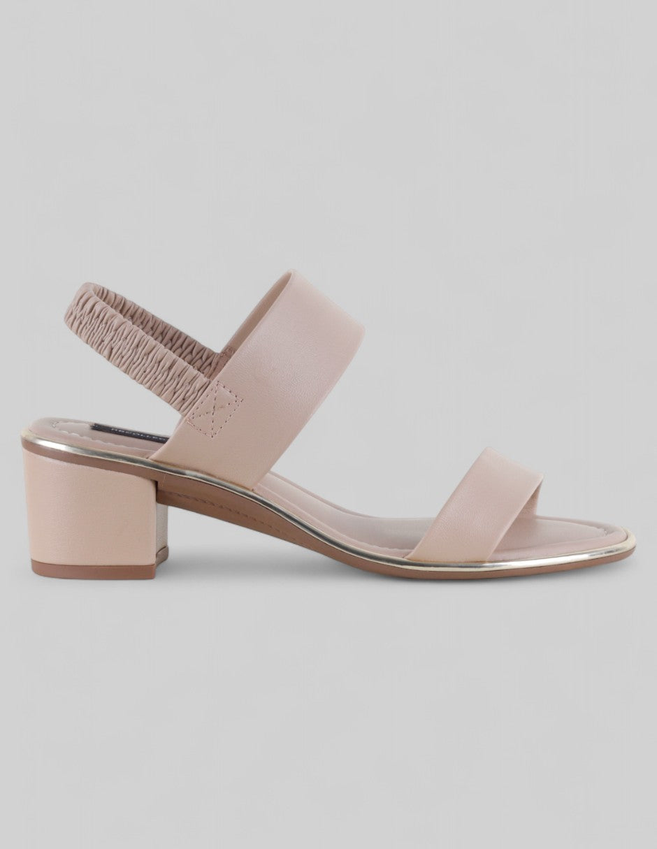 Sandalia con tacón Classy en Piel vegana – Beige