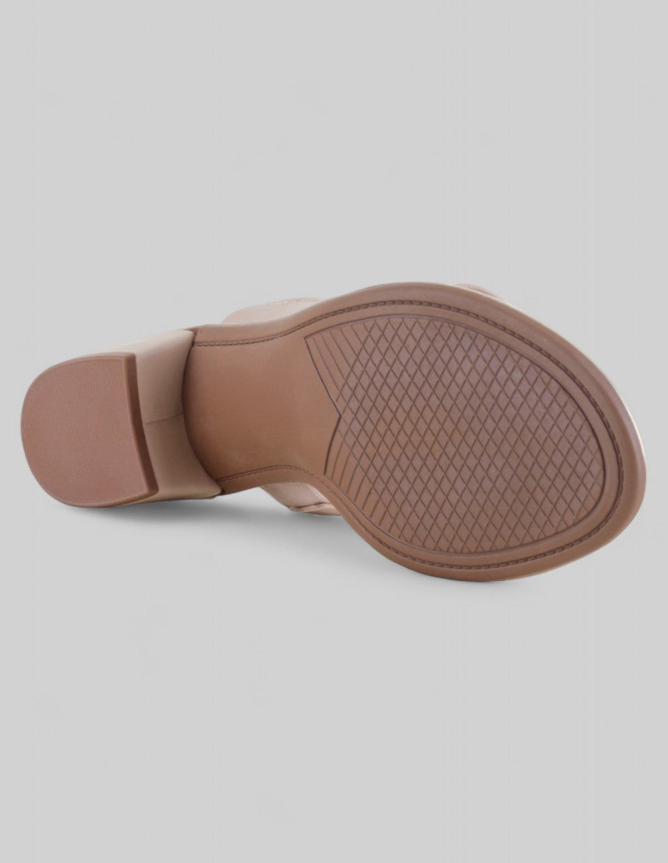 Sandalia con tacón Classy en Piel vegana – Beige