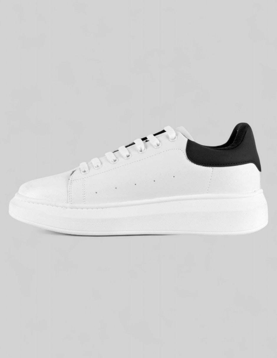 Tenis con cordones Highline en Piel vegana – Blanco