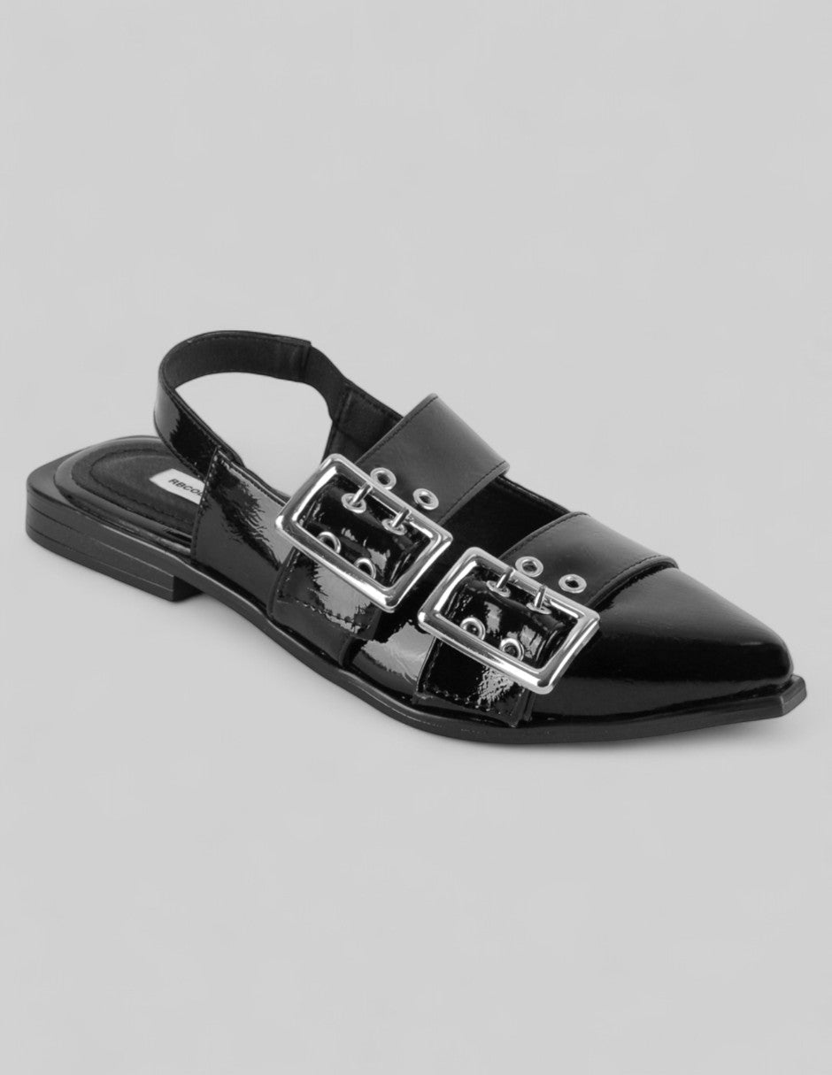 Flats puntales Exterior Charol Color Negro Para Mujer De RBCOLLECTION