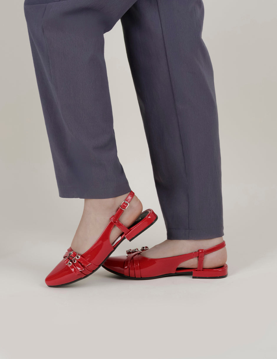 Flats puntales Onne en Charol – Rojo