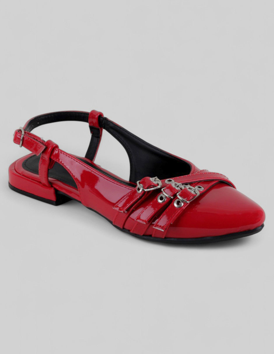 Flats puntales Onne en Charol – Rojo