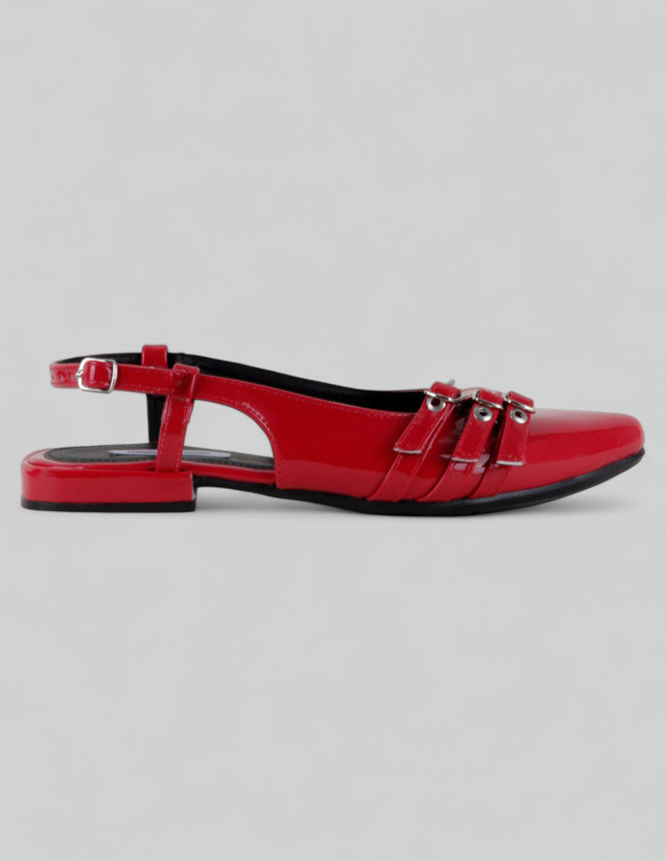 Flats puntales Onne en Charol – Rojo