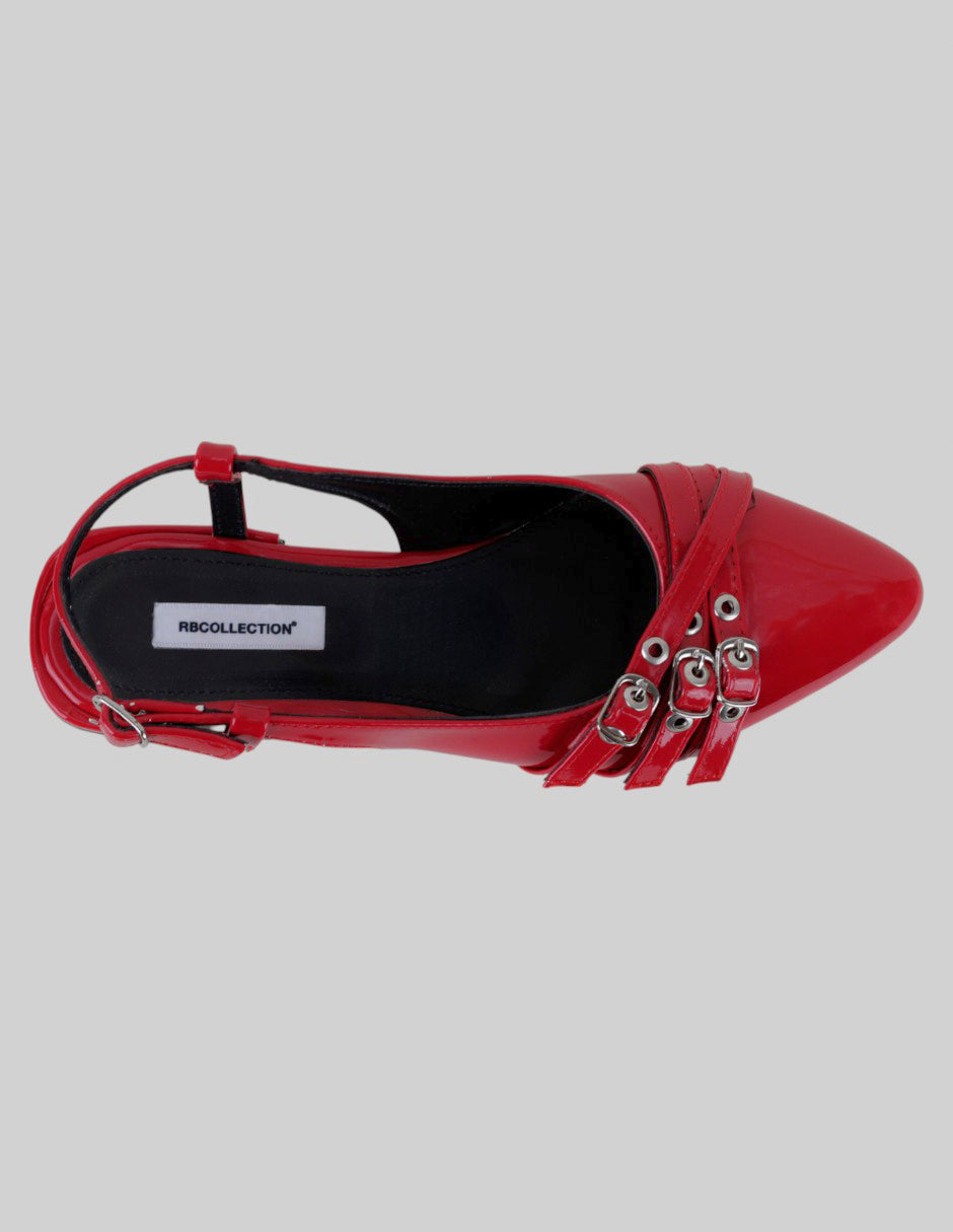 Flats puntales Onne en Charol – Rojo
