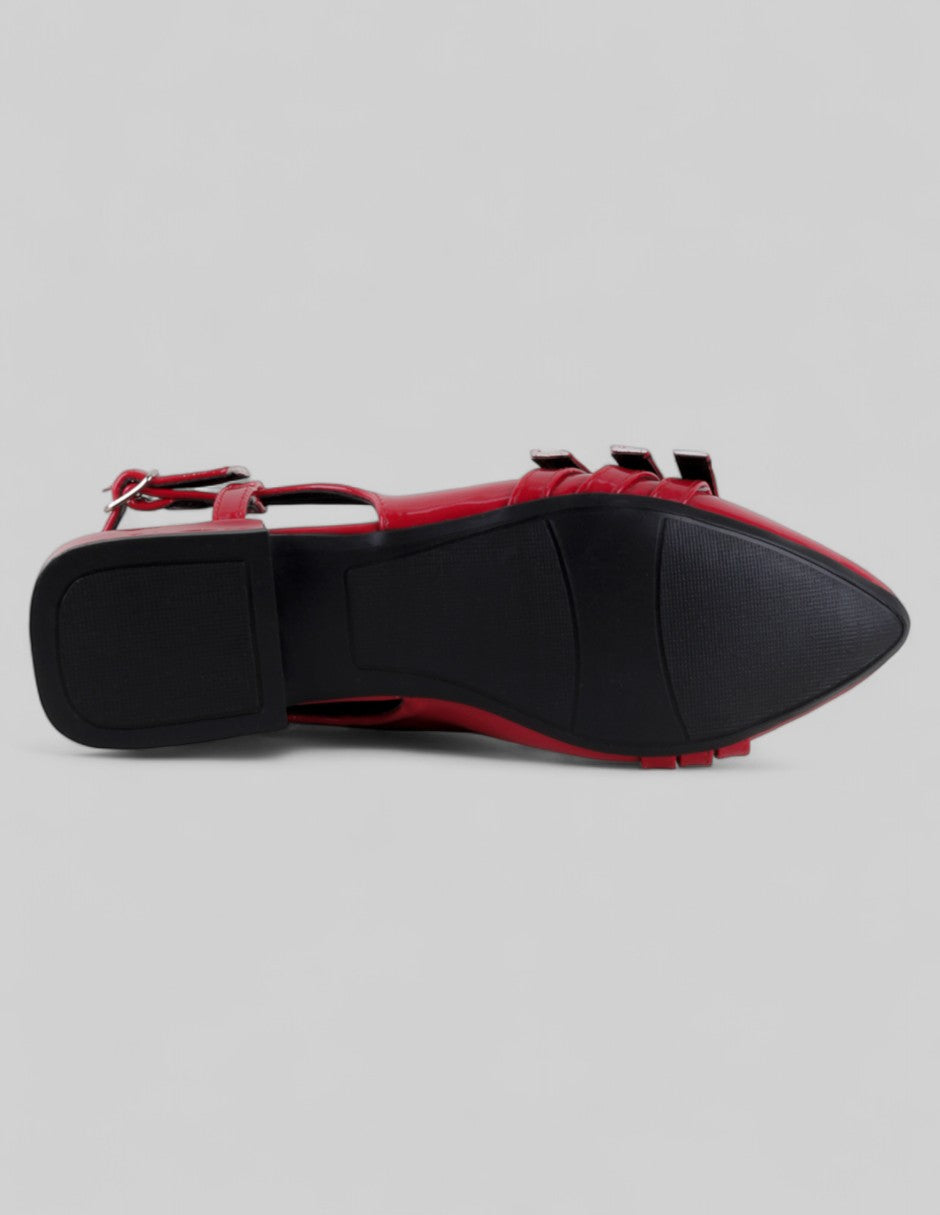 Flats puntales Onne en Charol – Rojo