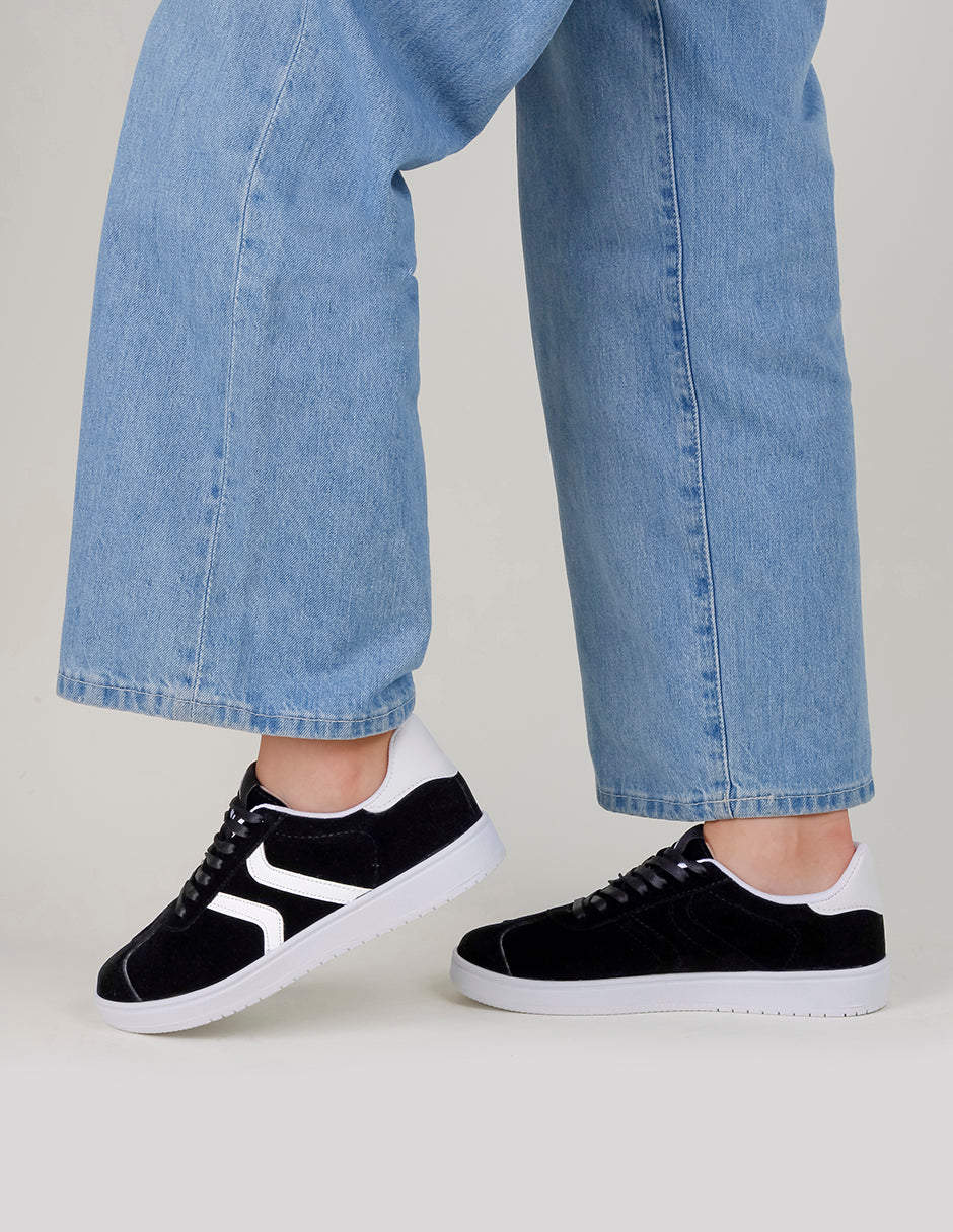 Tenis con cordones  High Line en Textil – Negro