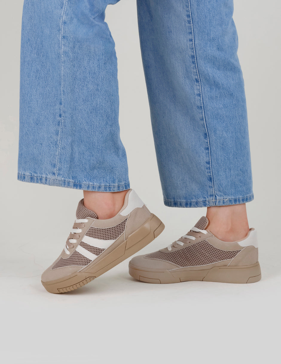 Tenis con cordones  High Line en Textil – Café