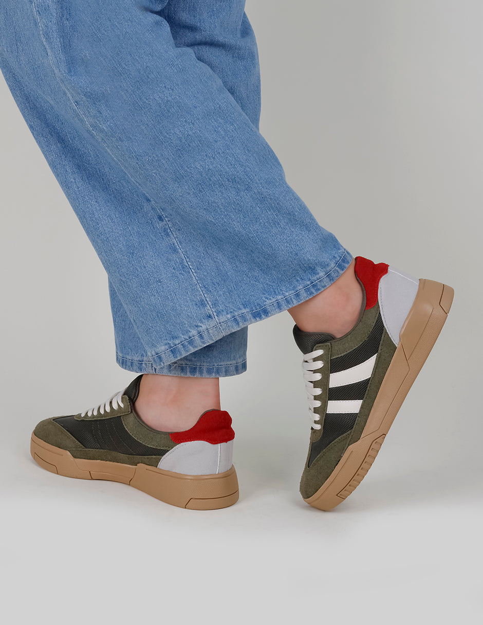 Tenis con cordones  High Line en Textil – Verde