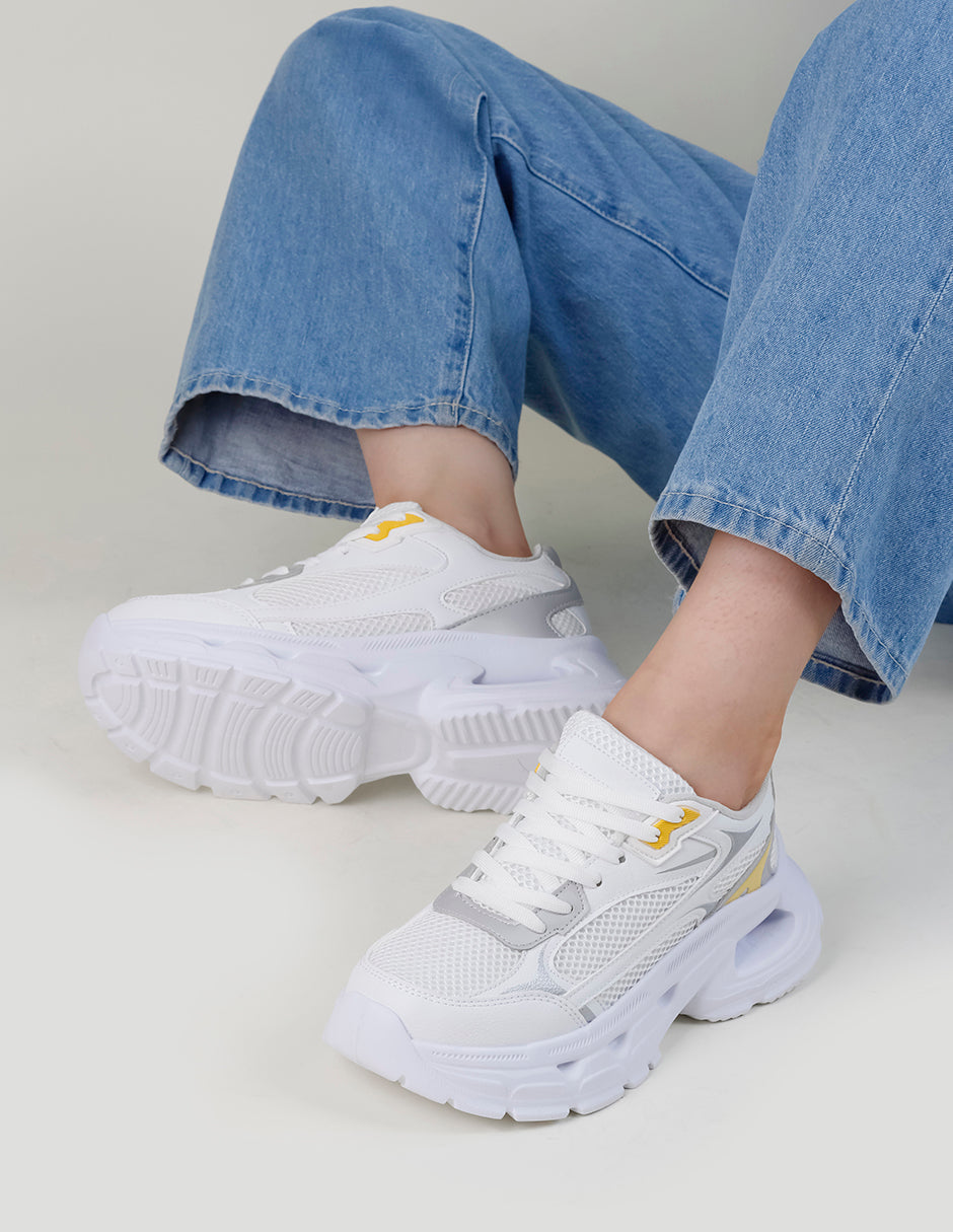 Tenis con cordones  High Line en Textil – Blanco