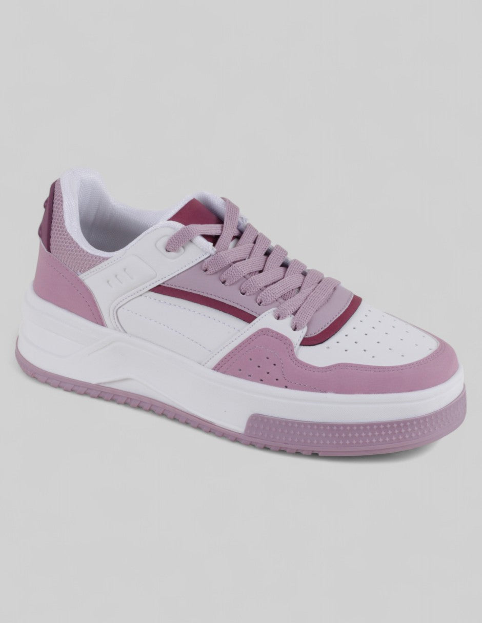 Tenis con cordones Exterior Piel vegana Color Morado Para Mujer De RBCOLLECTION