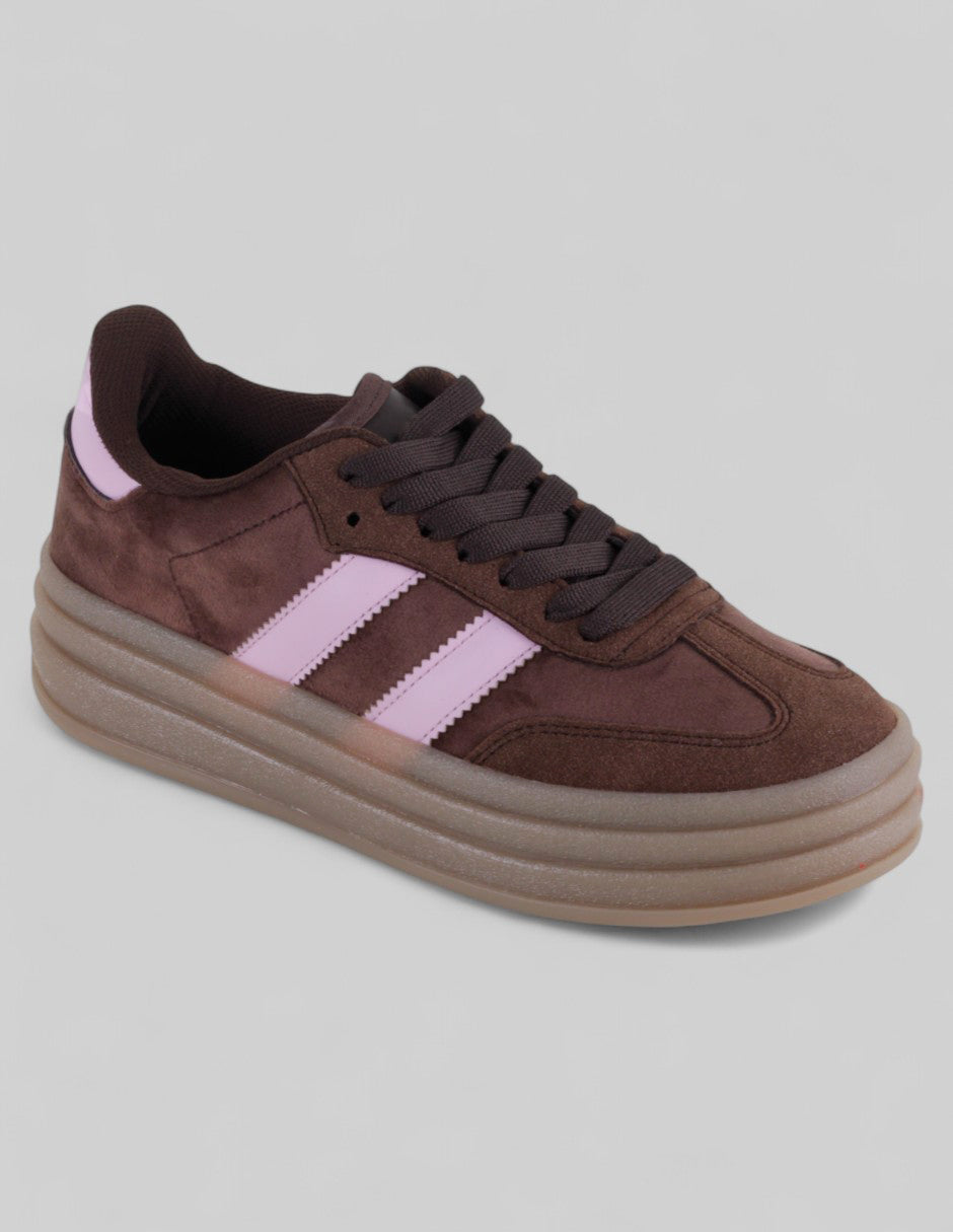 Tenis con cordones Exterior Gamuza Color Café Para Mujer De RBCOLLECTION