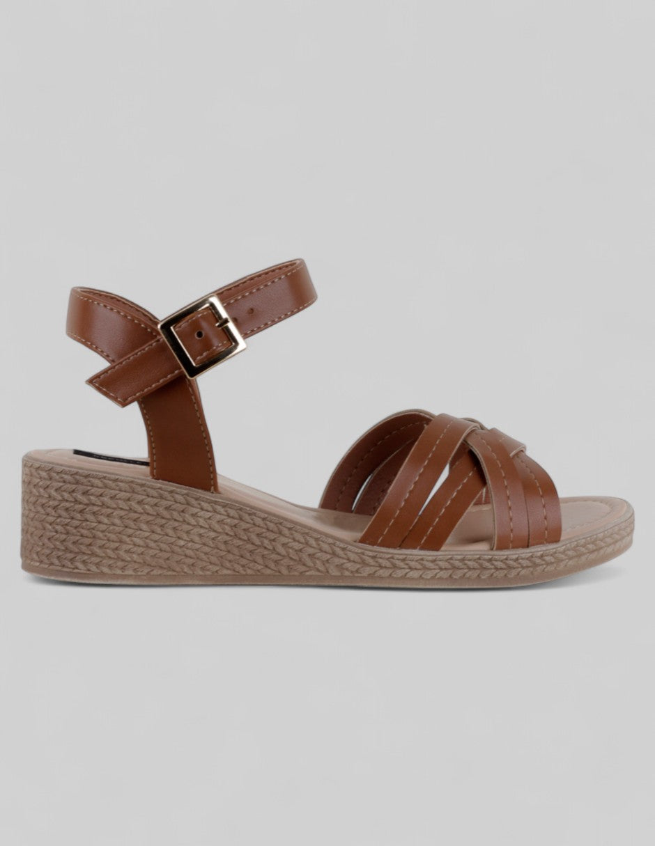Sandalias con plataforma Steps en Piel vegana – Café