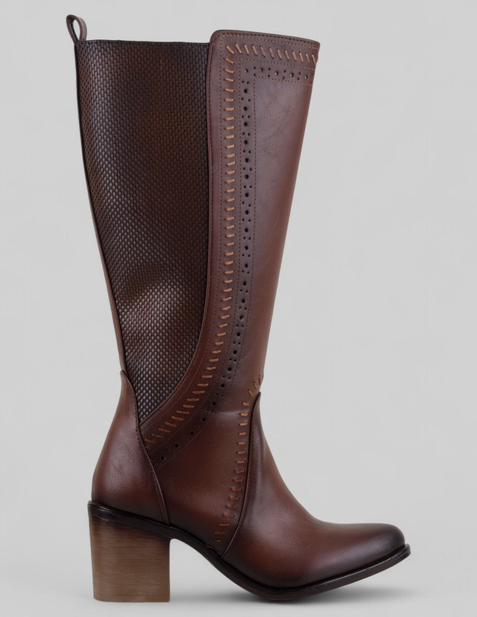Botas tipo western West en Piel vegana – Café