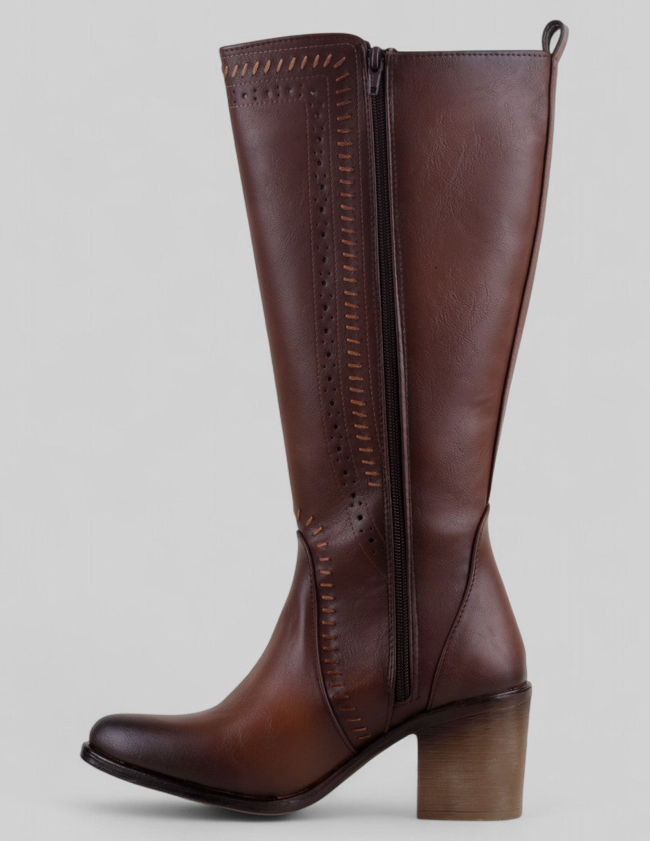 Botas tipo western West en Piel vegana – Café