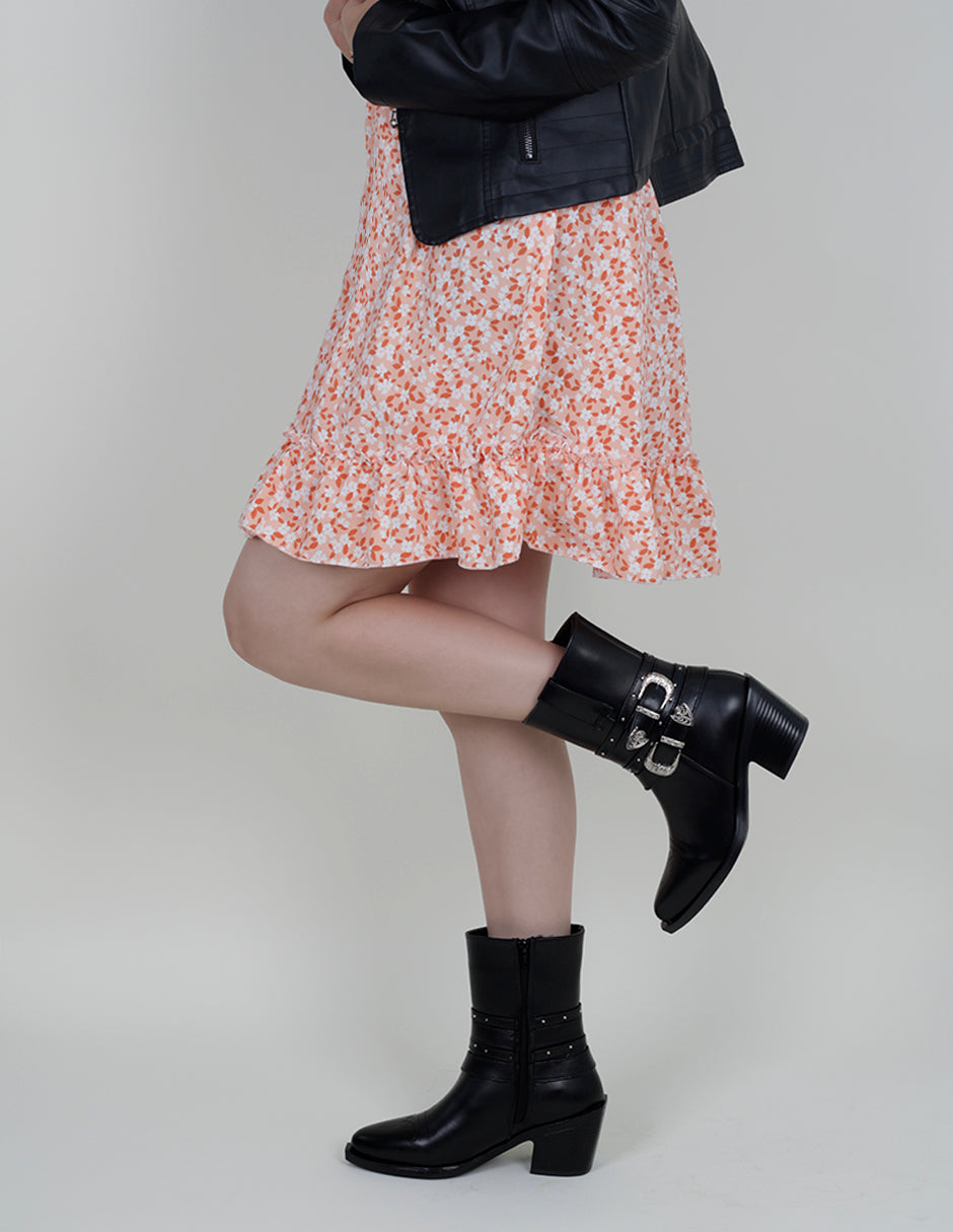 Botas tipo western West en Piel vegana – Negro