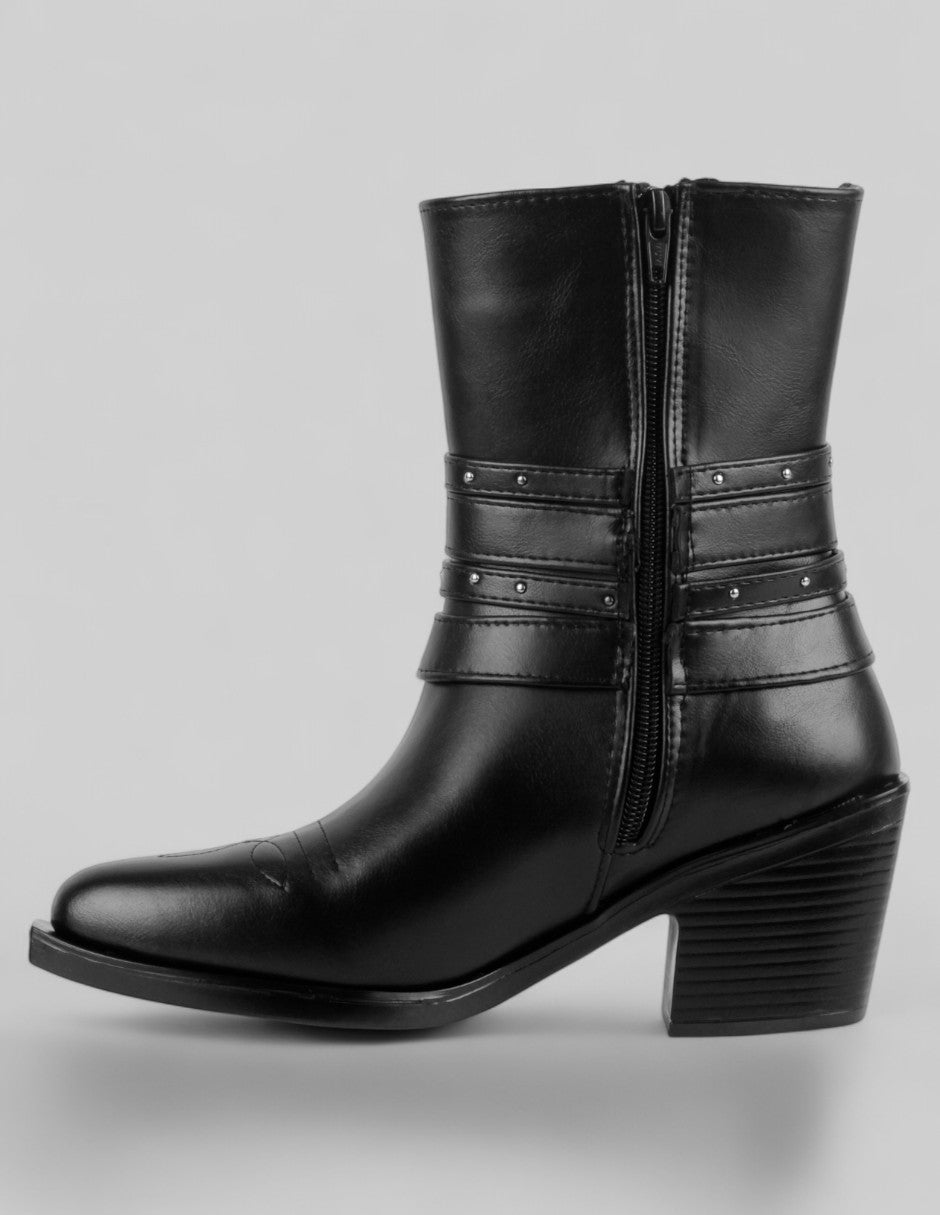Botas tipo western West en Piel vegana – Negro