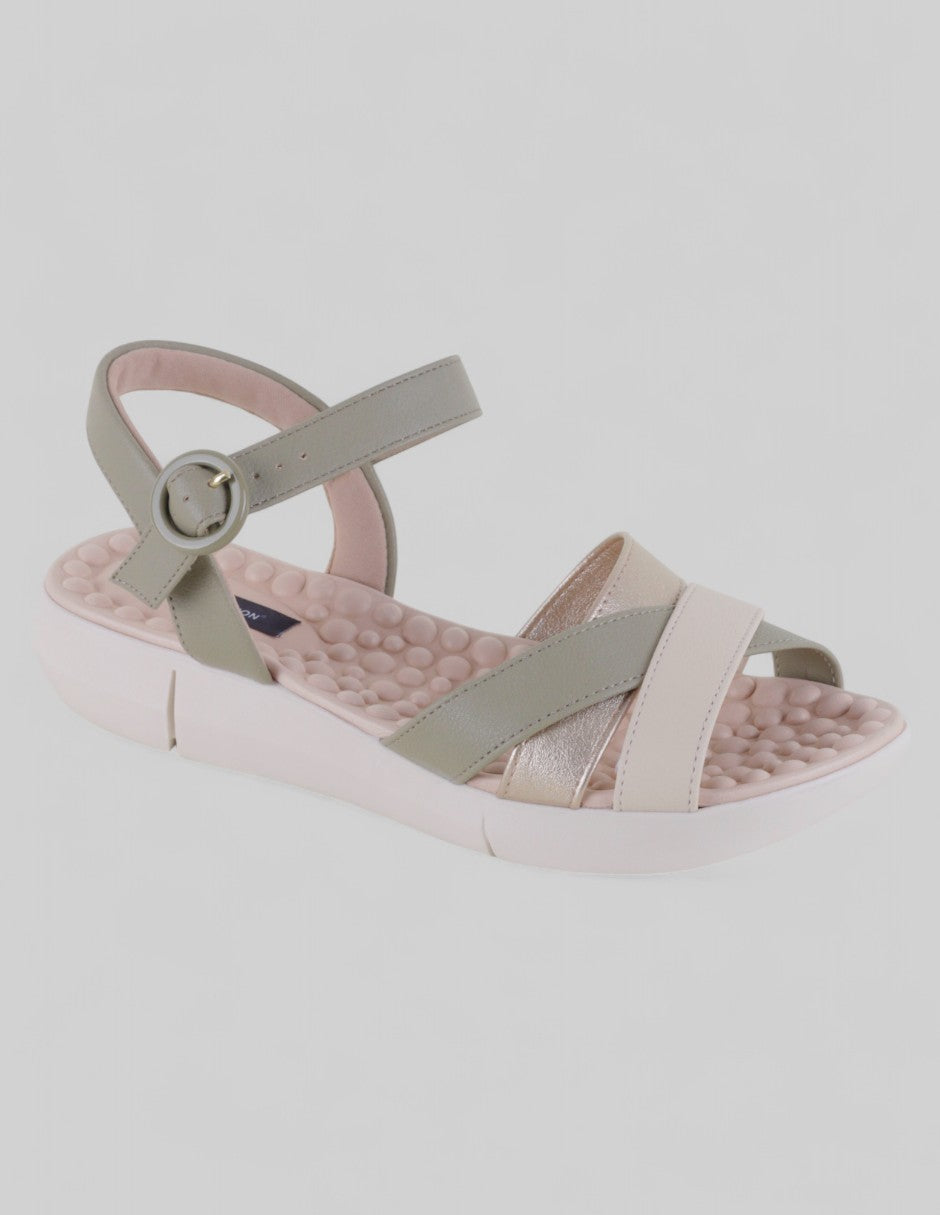 Sandalias de piso Exterior Piel vegana Color Beige Para Mujer De RBCOLLECTION