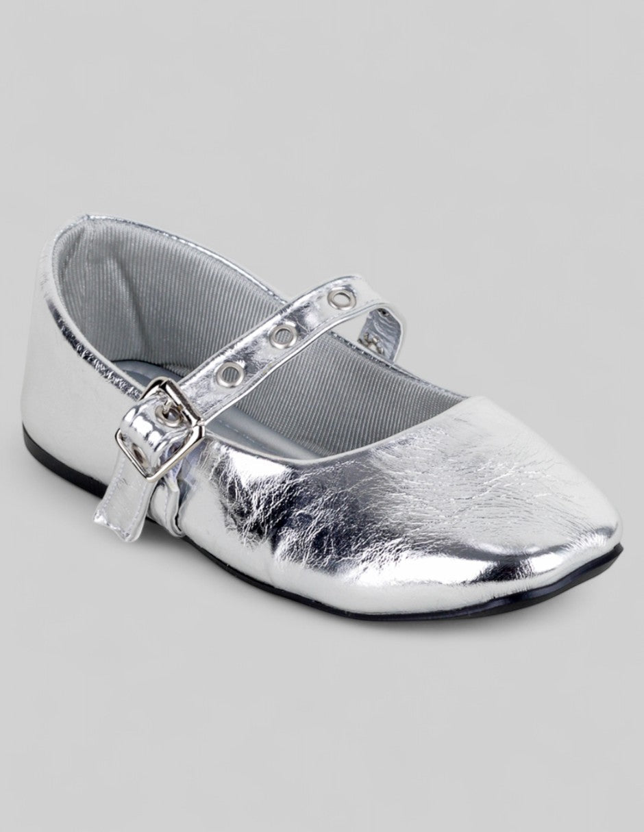 Mary Jane Kids  en Sintético – Plata