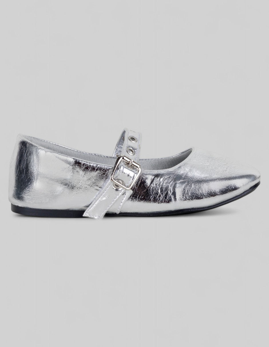 Mary Jane Kids  en Sintético – Plata