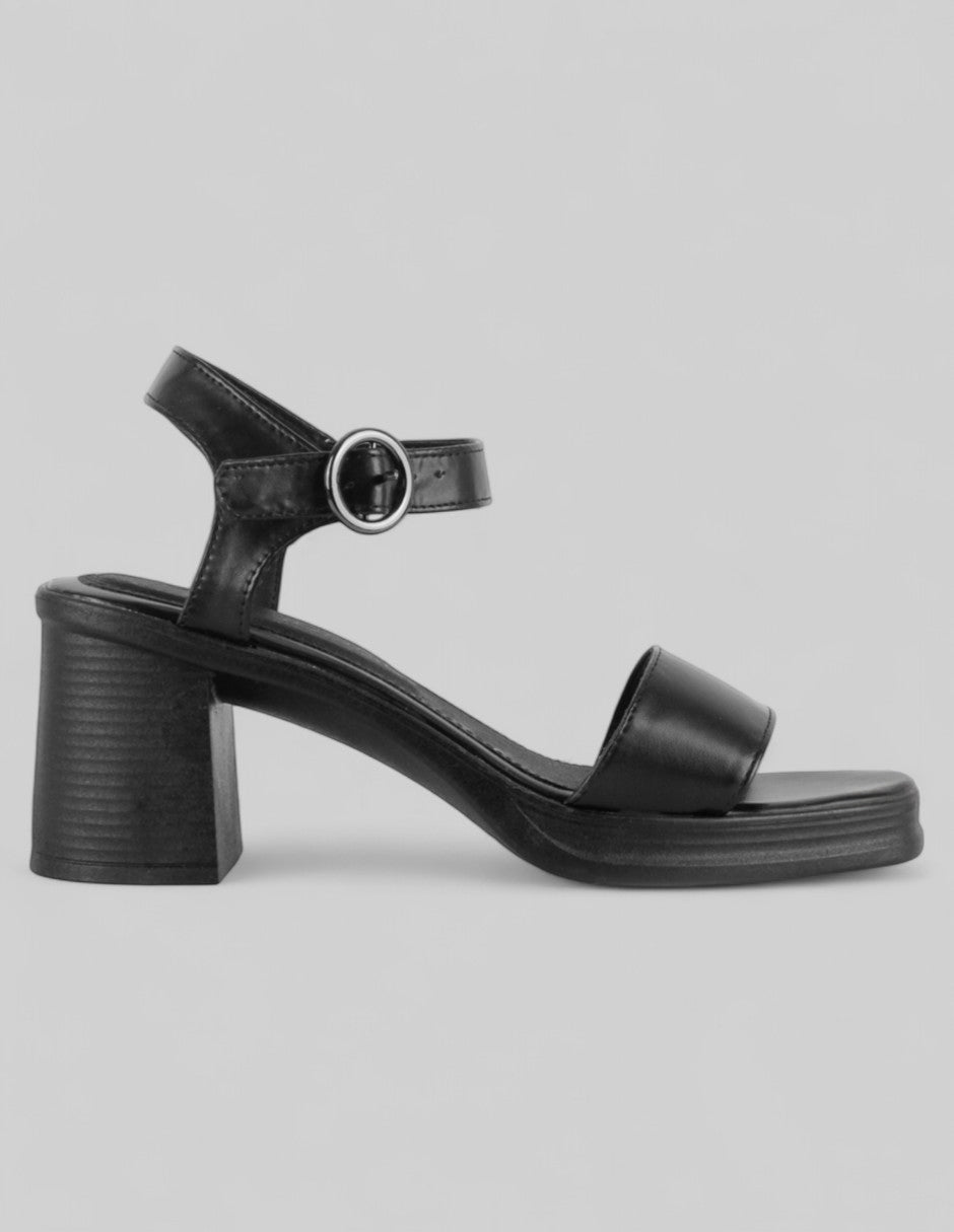 Sandalia con tacón Sprint en Piel vegana – Negro