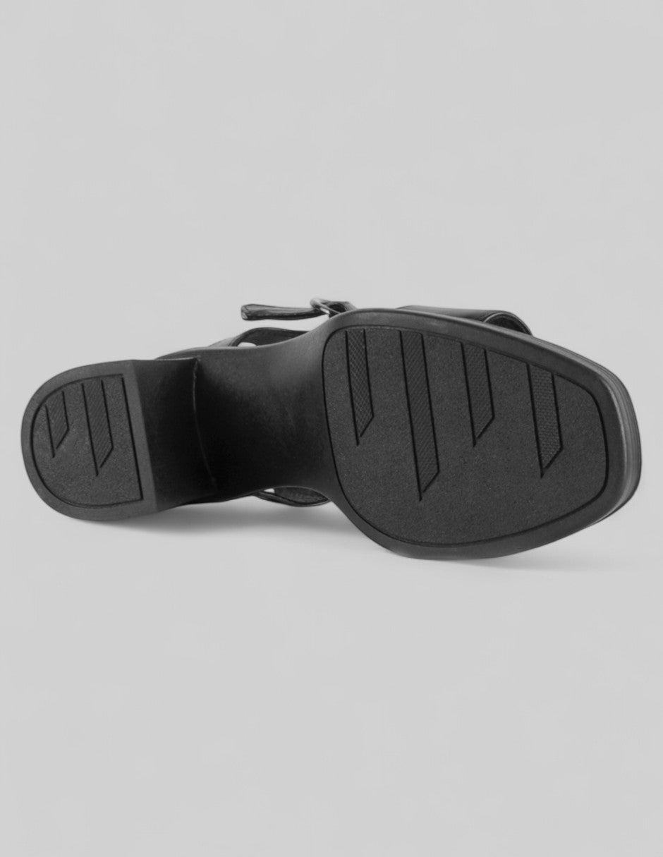 Sandalia con tacón Sprint en Piel vegana – Negro