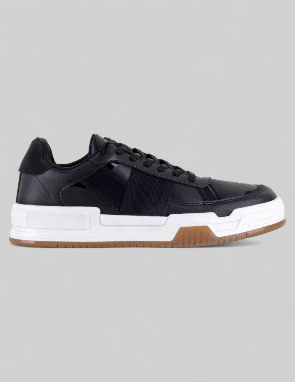 Tenis con cordones Star en Piel vegana – Negro