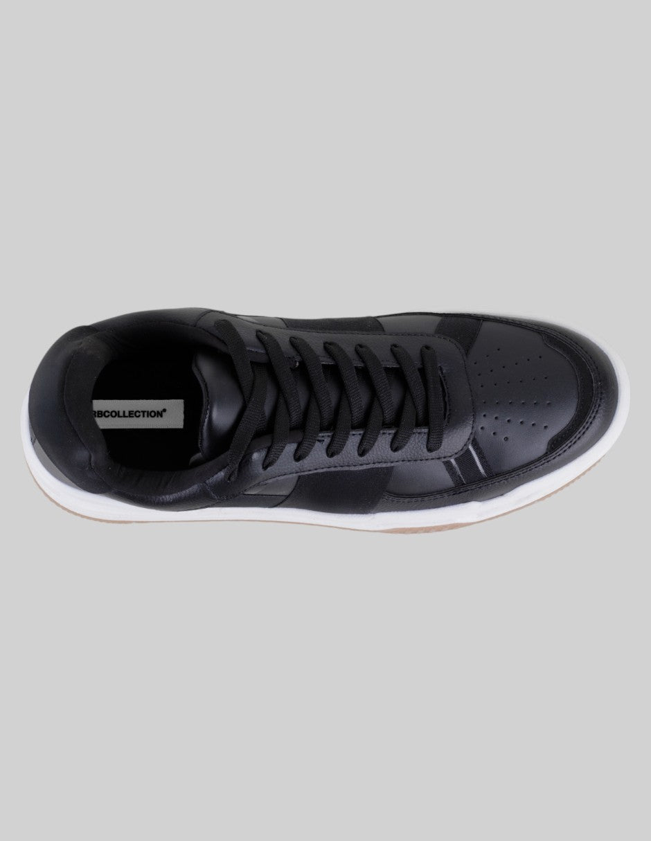 Tenis con cordones Star en Piel vegana – Negro