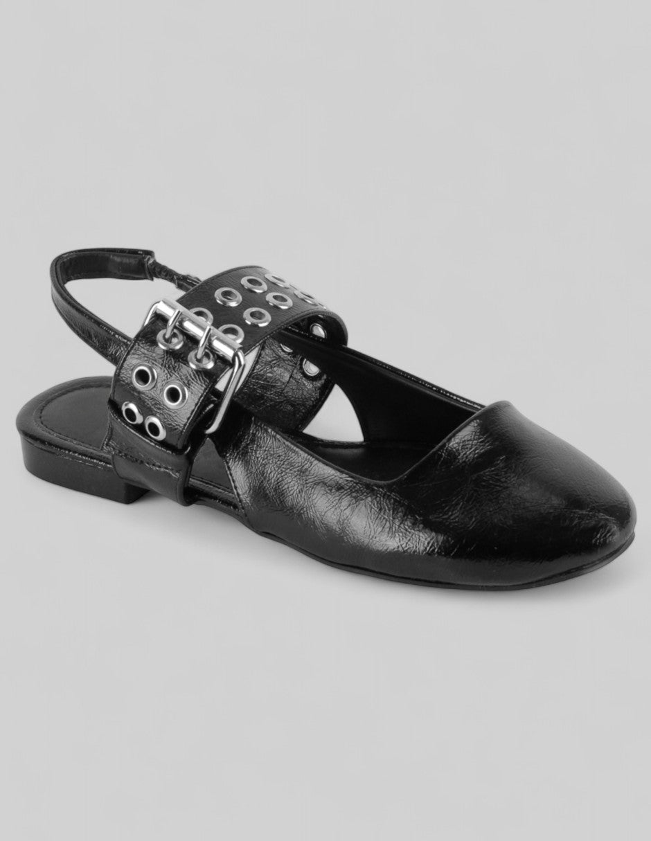 Flats puntales Exterior Piel vegana Color Negro Para Mujer De RBCOLLECTION
