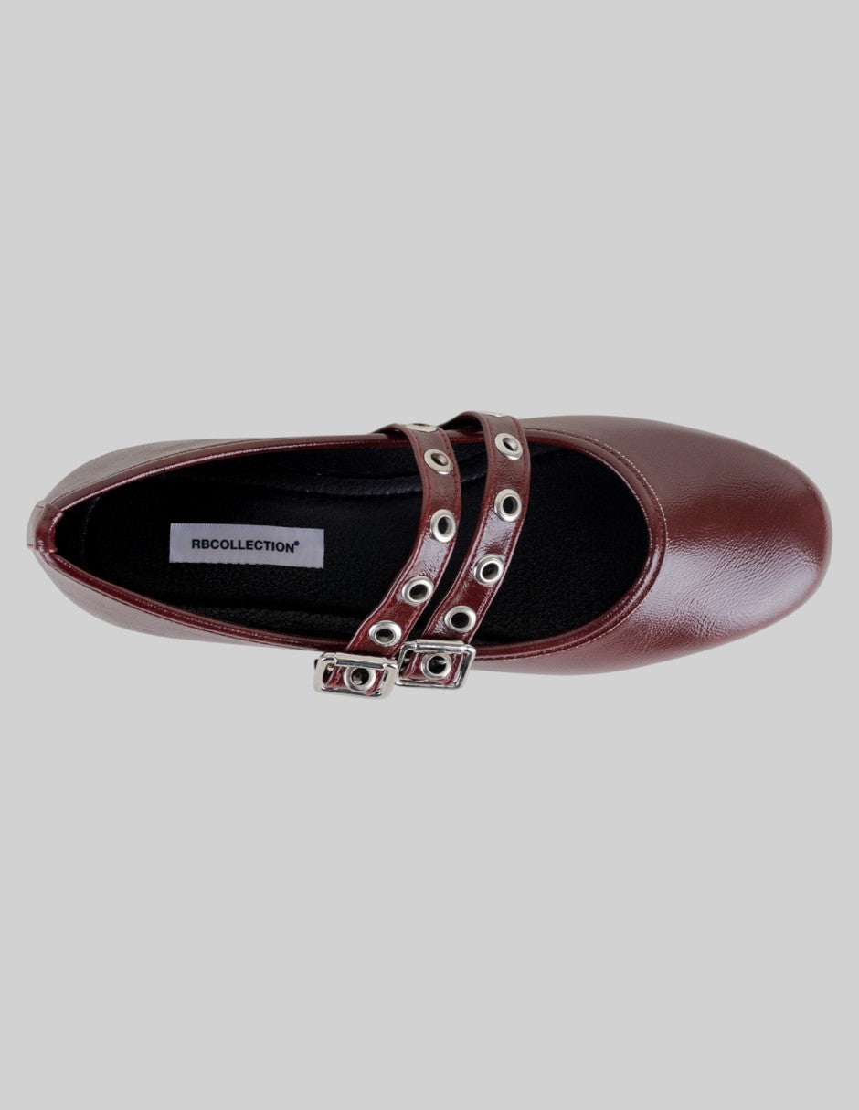 Mary jane Branka en Piel vegana – Rojo