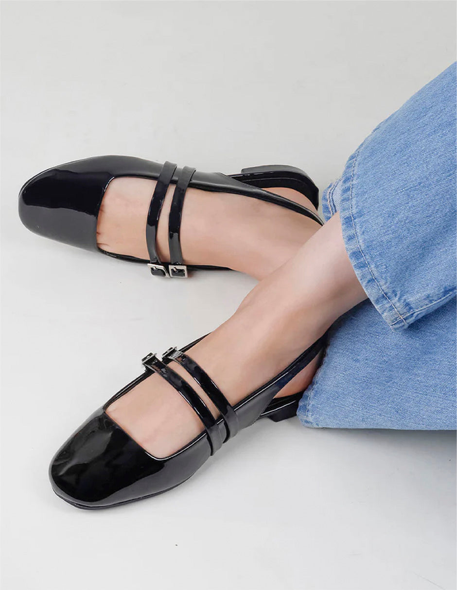 Flats puntales Darling en Charol – Negro