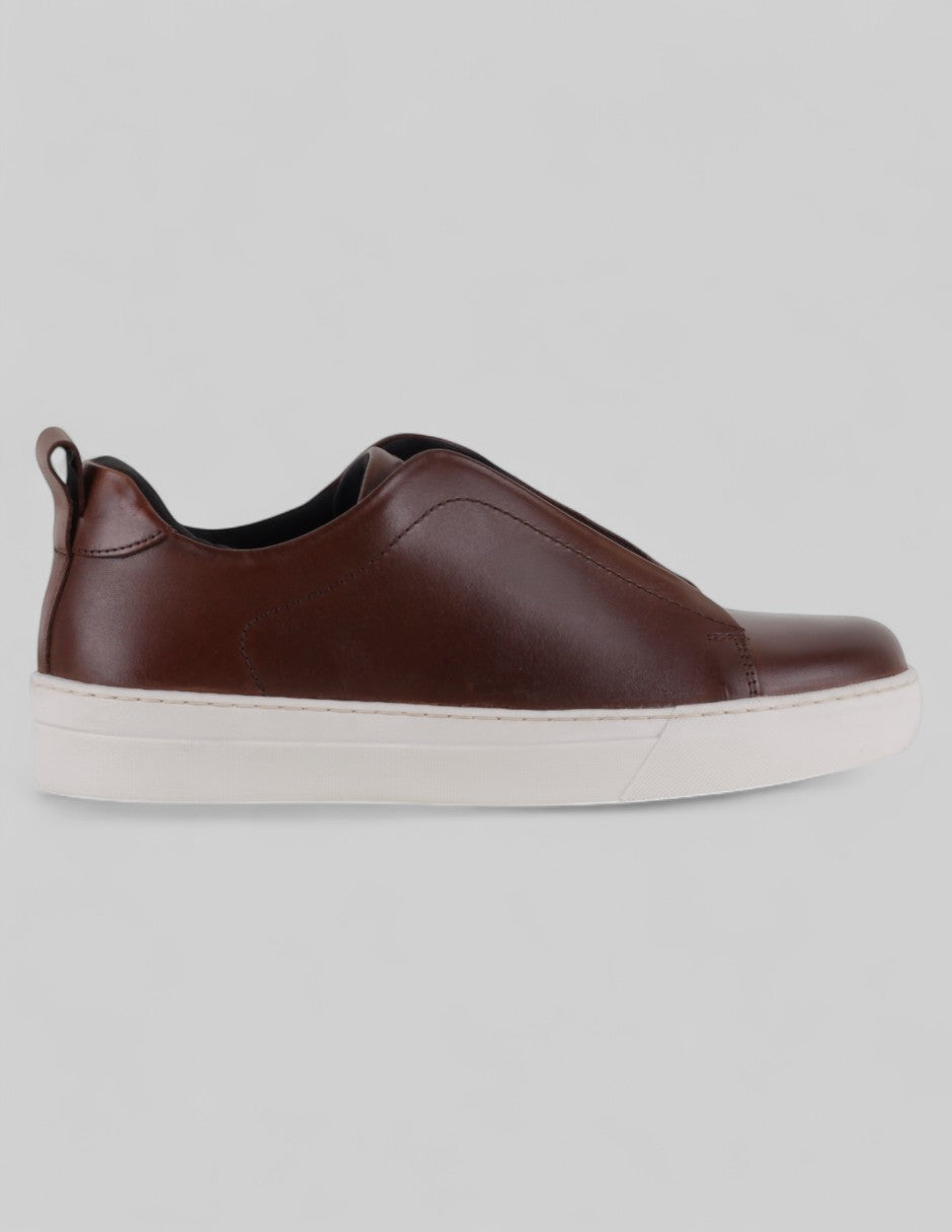 Tenis sin cordones Hand made en Piel – Café