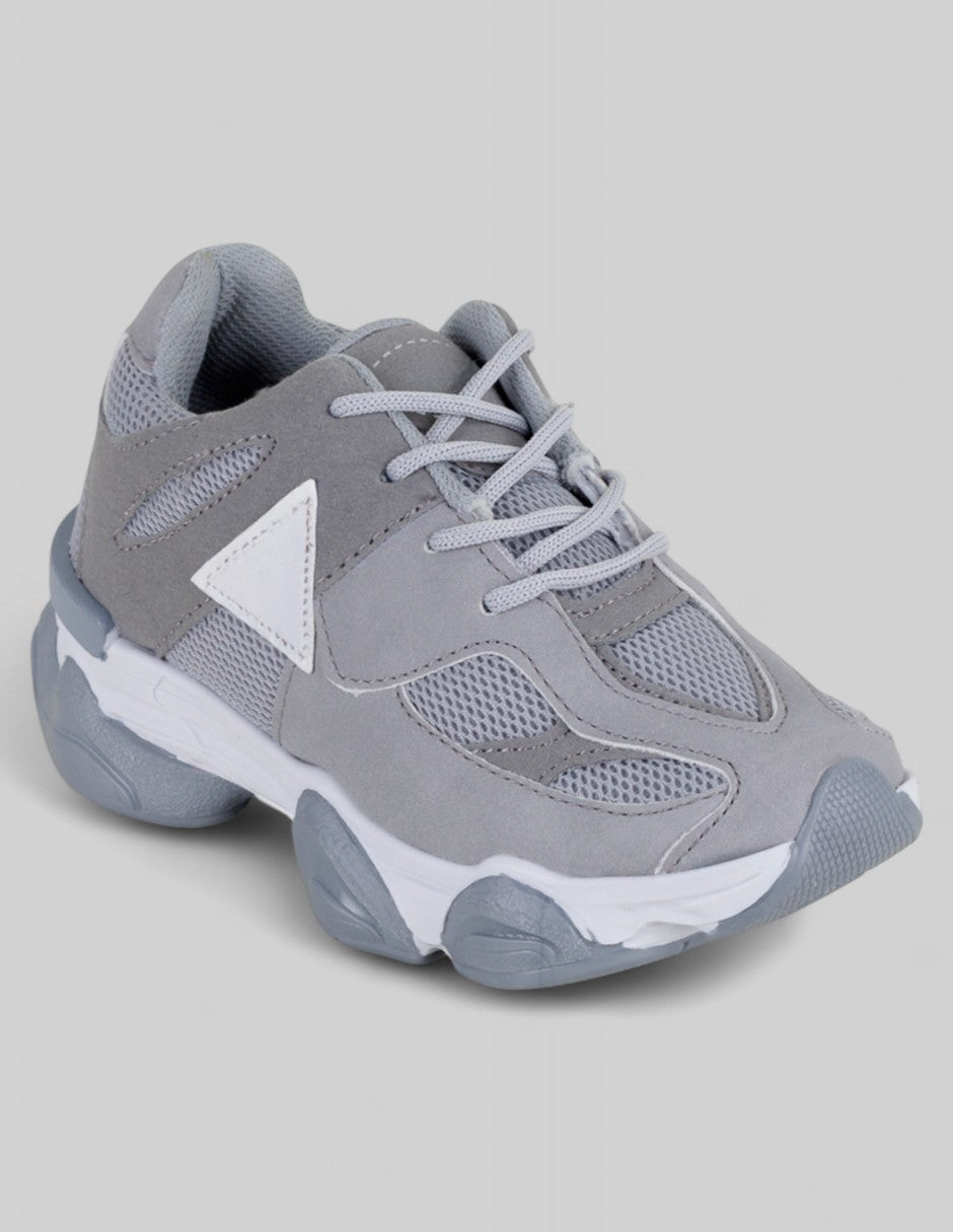 Tenis Kids  en Piel vegana – Gris