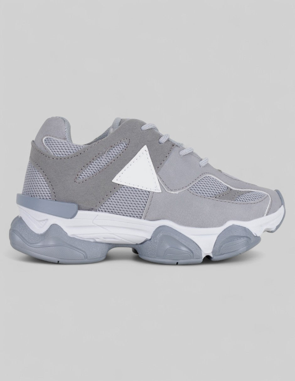 Tenis Kids  en Piel vegana – Gris