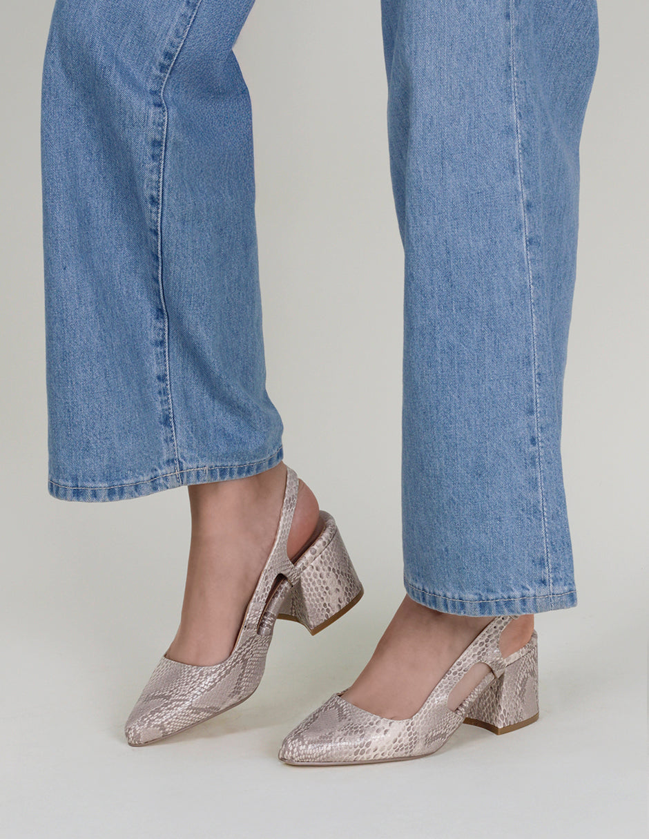 Zapatillas Slingback en Piel vegana – Beige