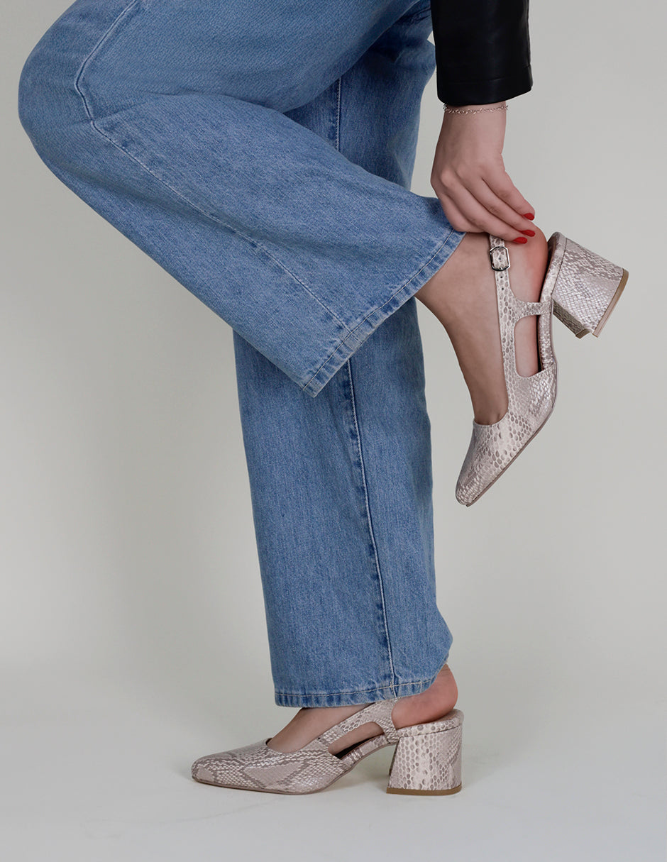 Zapatillas Slingback en Piel vegana – Beige