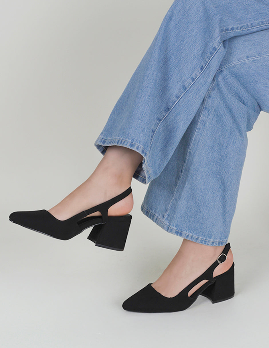 Zapatillas Slingback en Gamuza – Negro