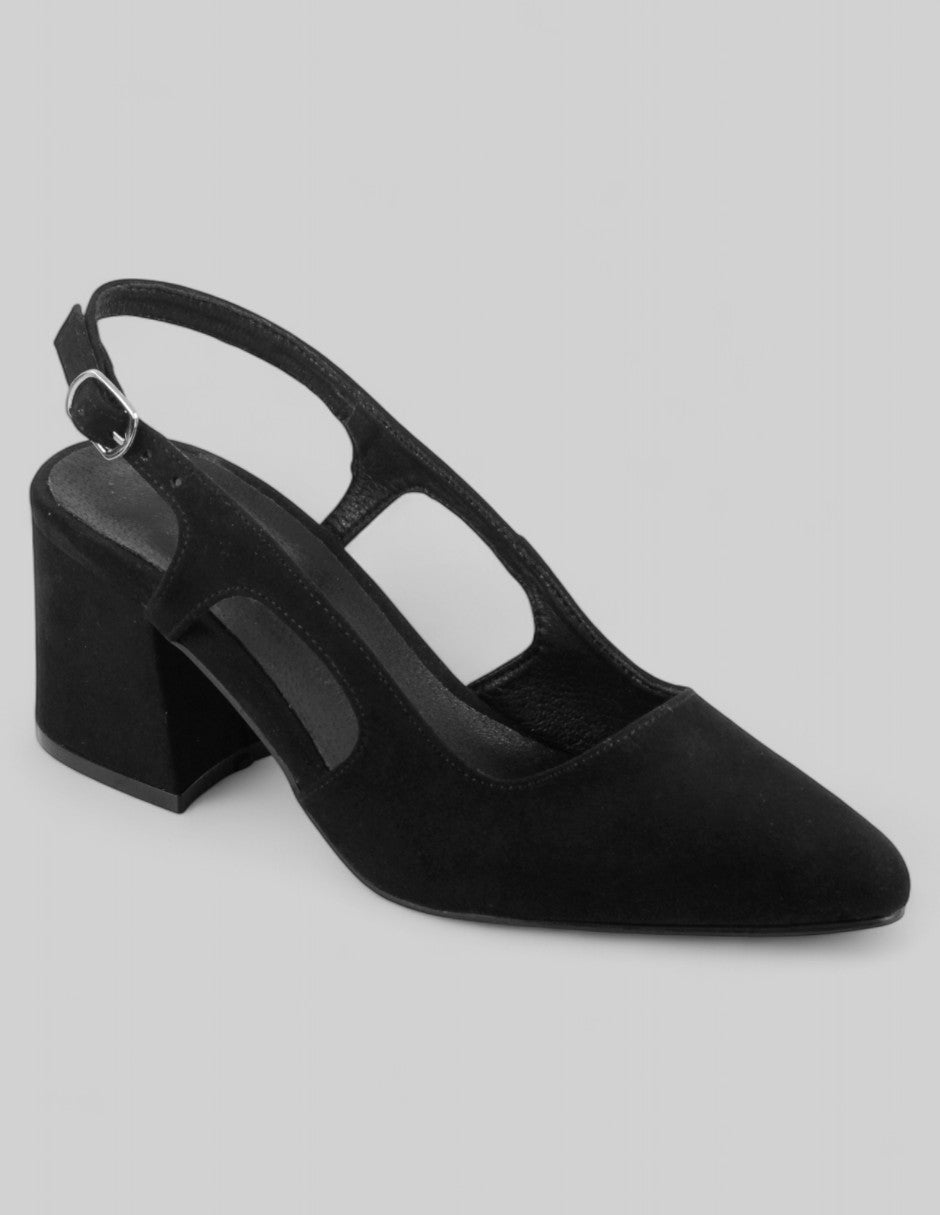 Zapatillas Slingback en Gamuza – Negro