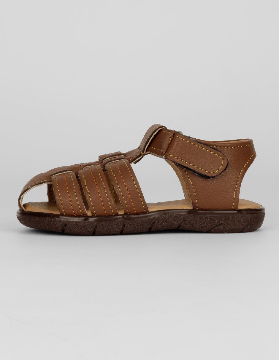 Sandalias Exterior Piel vegana Color Café Para Niño De RBCOLLECTION