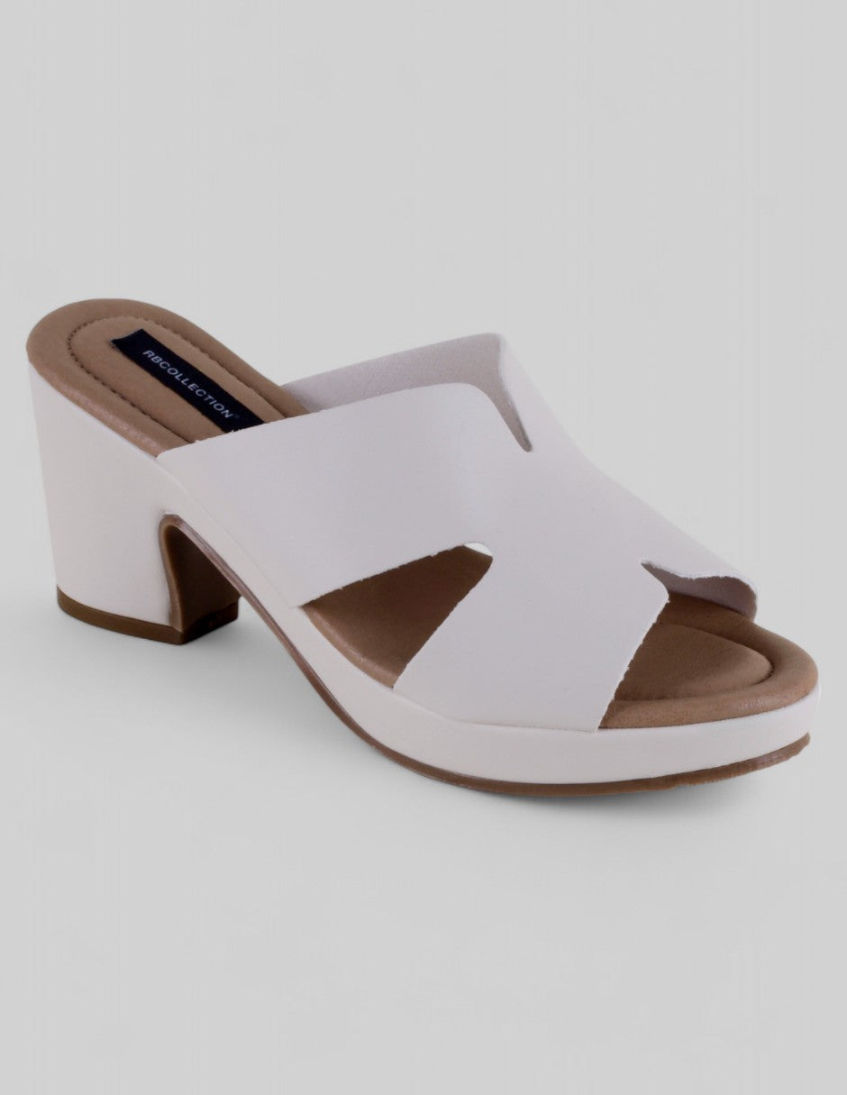 Sandalia con tacón Exterior Piel vegana Color Beige Para Mujer De RBCOLLECTION